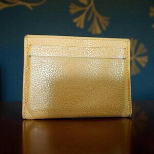 Longchamp Yellow Leather Card Holder Slim Minimalist Wallet Authentic Longchamp